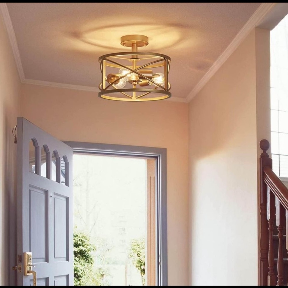 Chandelier 3-Light Vintage Farmhouse Industrial Semi-Flush Mount Ceiling Light